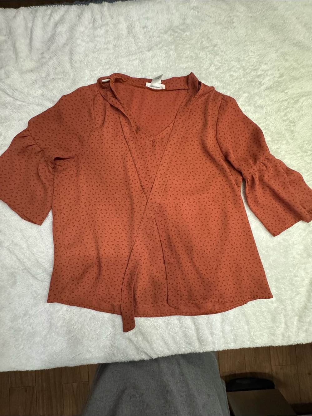 URBAN Romantics Rust Tie-Waist V-Neck Peplum Blouse
